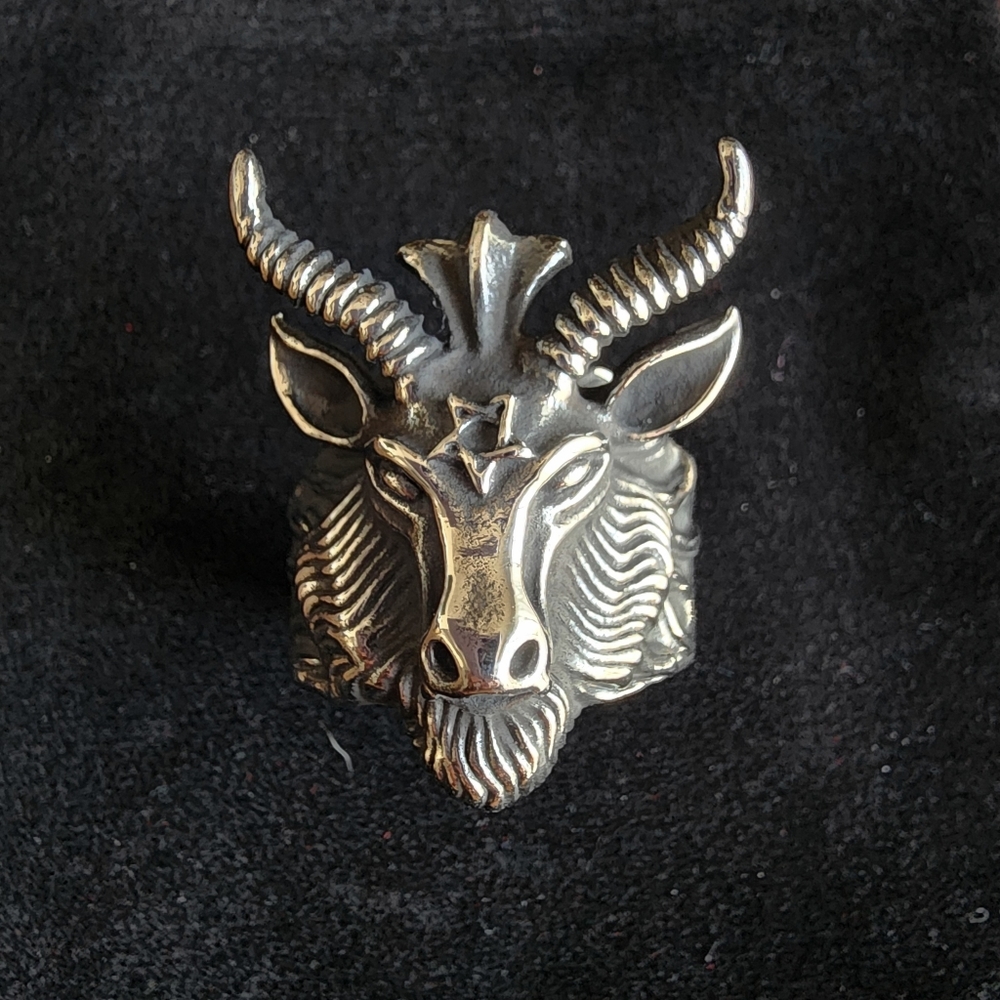 Baphomet Devil Goat Ram Stainless Steel Ring